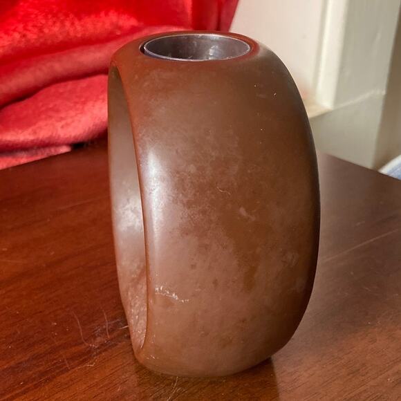 Mid Century Modern Brown Donut Vase Fall Autumn Minimalist Propagation Ikebana - Picture 4 of 10